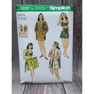 Simplicity Misses 1940's Bikini Top Skirt Coat Sewing Pattern sz 12-20 S8932 - u